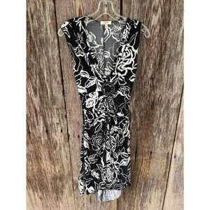 Vintage Y2K 2000s Candies Black White Floral O-Ring Short Sleeve Dress Small